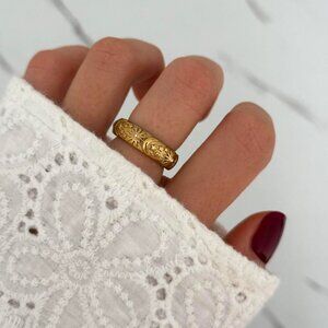 Sku0356 Retro Gold Moon Shape Women Boho Fashion Ring Stainless steel + gift bag